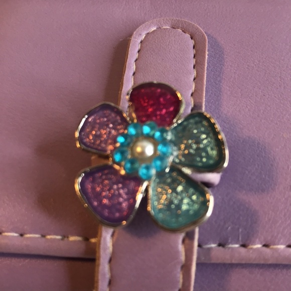 Purple Leather Floral Rhinestone Photo Wallet - Picture 7 of 9